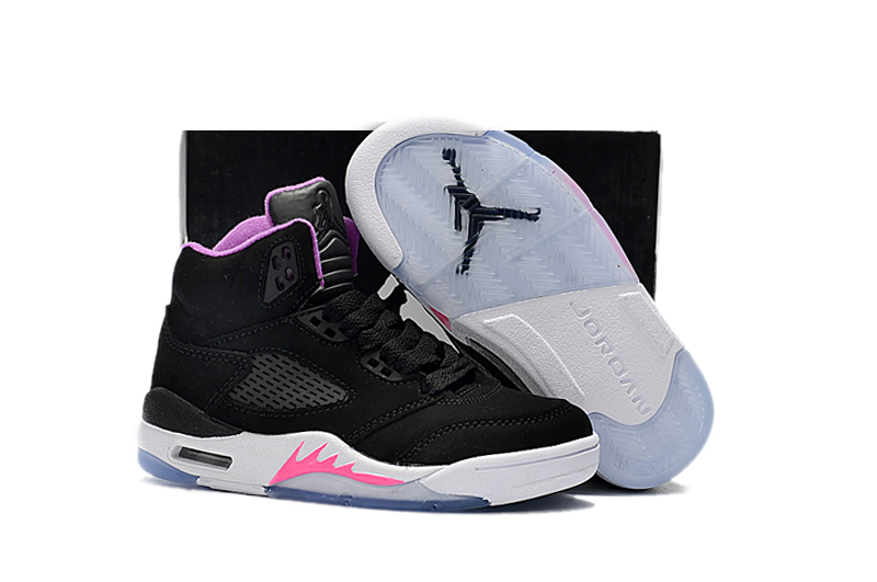 Kids Air Jordan 5 Black Pink Shoes